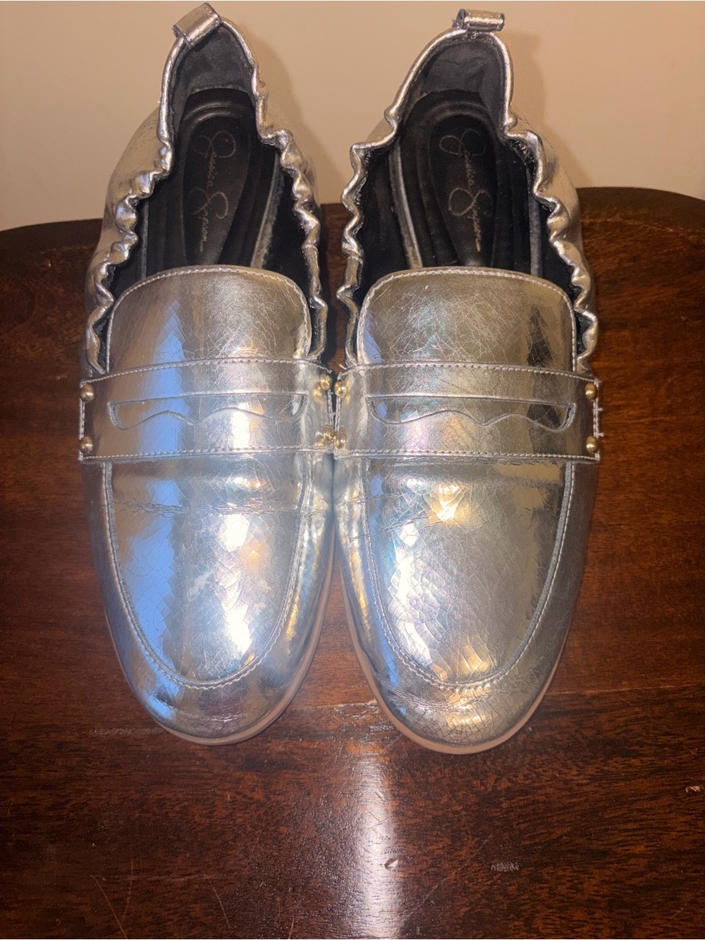 Jessica Simpson Metallic Silver Loafers